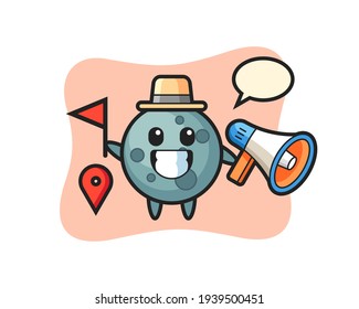 Character cartoon of asteroid as a tour guide