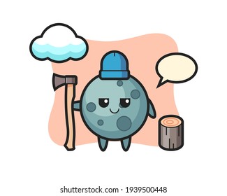 Character cartoon of asteroid as a woodcutter