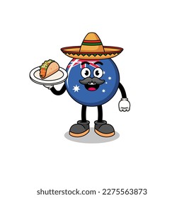 Character cartoon of australia flag as a mexican chef , character design