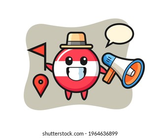 Character cartoon of austria flag badge as a tour guide, cute style design for t shirt, sticker, logo element