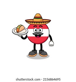 Character cartoon of austria flag as a mexican chef , character design