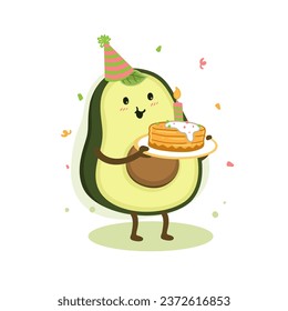 Vector de cumpleaños aguacate de caricatura de caracteres