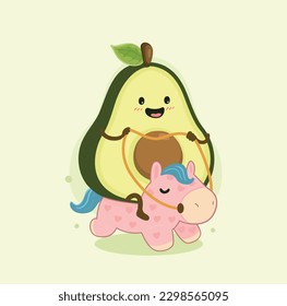 Character cartoon avocado and camera