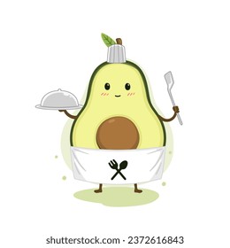 Character cartoon avocado cooking class vector