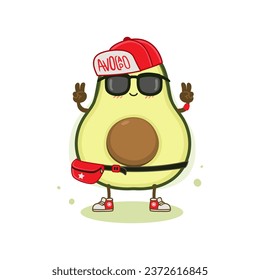 Character cartoon avocado cool boy
