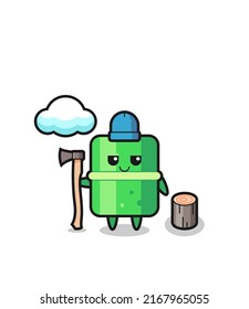 Character cartoon of bamboo as a woodcutter , cute style design for t shirt, sticker, logo element