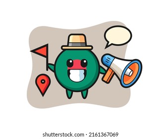 Character cartoon of bangladesh flag badge as a tour guide , cute style design for t shirt, sticker, logo element