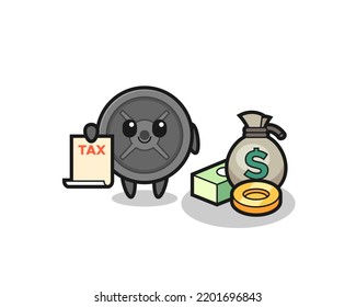Character cartoon of barbell plate as a accountant , cute design