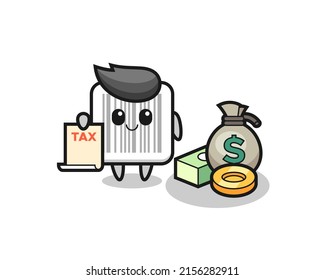 Character cartoon of barcode as a accountant , cute design