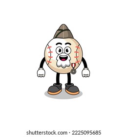 Character cartoon of baseball as a veteran , character design