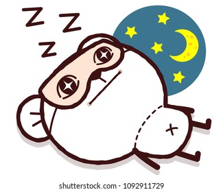 Character cartoon bear, sleeping in the night sky, good night