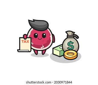 Character cartoon of beef as a accountant , cute style design for t shirt, sticker, logo element