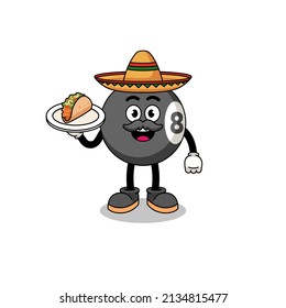 Character cartoon of billiard ball as a mexican chef , character design