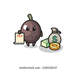 Character cartoon of black olive as a accountant , cute style design for t shirt, sticker, logo element
