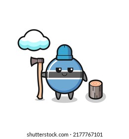 Character cartoon of botswana flag badge as a woodcutter , cute style design for t shirt, sticker, logo element