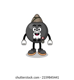 Character cartoon of bowling ball as a veteran , character design