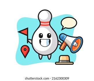 Character cartoon of bowling pin as a tour guide , cute style design for t shirt, sticker, logo element