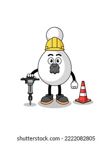 Character cartoon of bowling pin working on road construction , character design