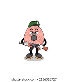 Character cartoon of brain as a special force , character design