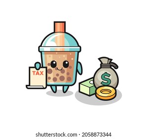 Character cartoon of bubble tea as a accountant , cute style design for t shirt, sticker, logo element