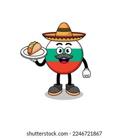 Character cartoon of bulgaria flag as a mexican chef , character design