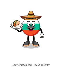 Character cartoon of bulgaria flag as a mexican chef , character design