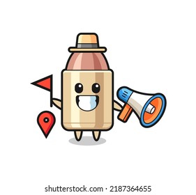 Character cartoon of bullet as a tour guide , cute style design for t shirt, sticker, logo element