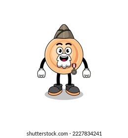 Character cartoon of button as a veteran , character design
