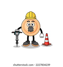 Character cartoon of button working on road construction , character design