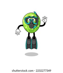 Character cartoon of cactus as a diver , character design