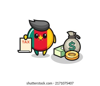 Character cartoon of cameroon flag badge as a accountant , cute style design for t shirt, sticker, logo element