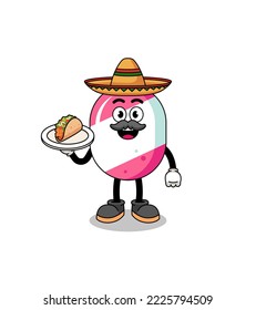 Character cartoon of candy as a mexican chef , character design