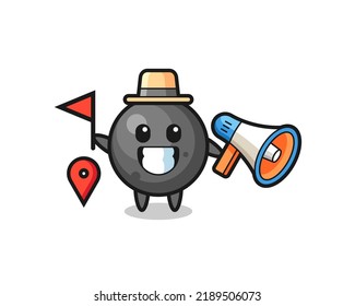 Character Cartoon Of Cannon Ball As A Tour Guide , Cute Style Design For T Shirt, Sticker, Logo Element