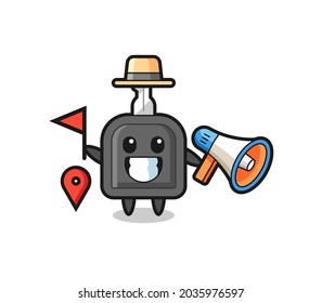 Character cartoon of car key as a tour guide , cute style design for t shirt, sticker, logo element