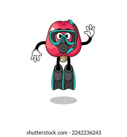 Character cartoon of cashew as a diver , character design