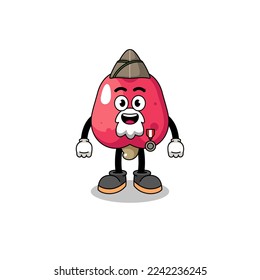 Character cartoon of cashew as a veteran , character design