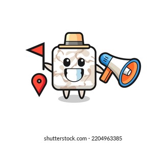 Character cartoon of ceramic tile as a tour guide , cute design