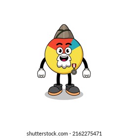 Character cartoon of chart as a veteran , character design