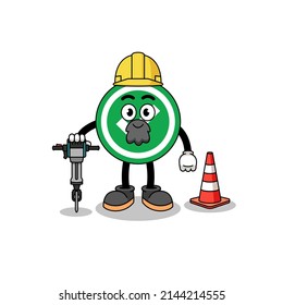 Caricatura de caracteres de marca de verificación que trabaja en la construcción de carreteras , diseño de caracteres