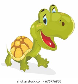 Character, cartoon, cheerful, joy, slow, turtle, happy turtle, green