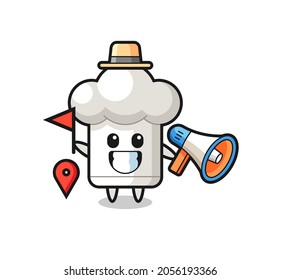 Character cartoon of chef hat as a tour guide , cute style design for t shirt, sticker, logo element