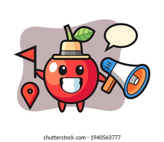 Character cartoon of cherry as a tour guide