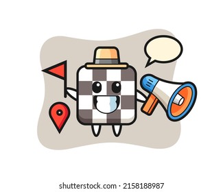 Character cartoon of chess board as a tour guide , cute style design for t shirt, sticker, logo element