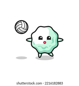 Character cartoon of chewing gum is playing volleyball , cute design