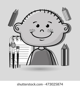 character cartoon child notebook vector illustration design