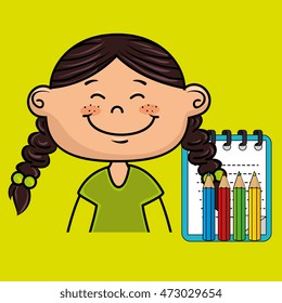 character cartoon child notebook vector illustration design