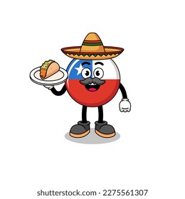 Character cartoon of chile flag as a veteran , character design