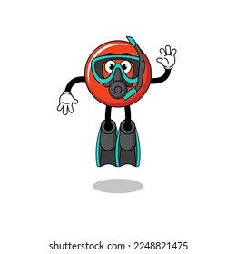 Character cartoon of china flag as a diver , character design