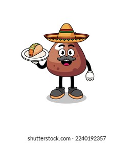 Character cartoon of choco chip as a mexican chef , character design