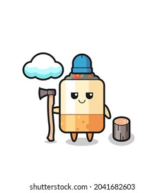 Character cartoon of cigarette as a woodcutter , cute design